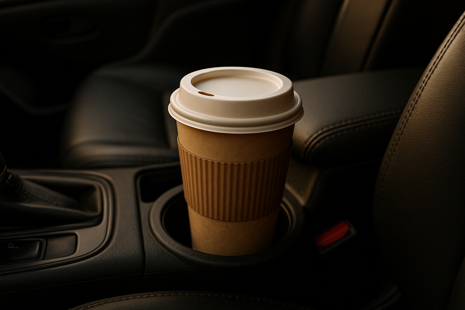coffee cup in a car cup holder